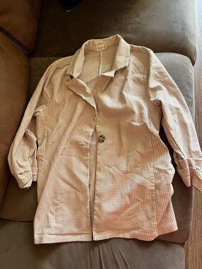 Altar'd State Petite Pink Plaid Blazer Jacket